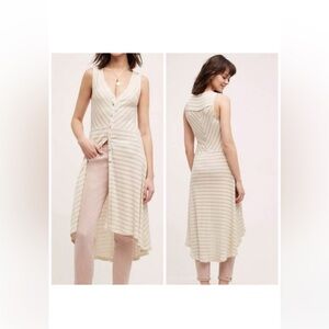Anthropologie Postmark Duster Vest Dress Sand Stripe